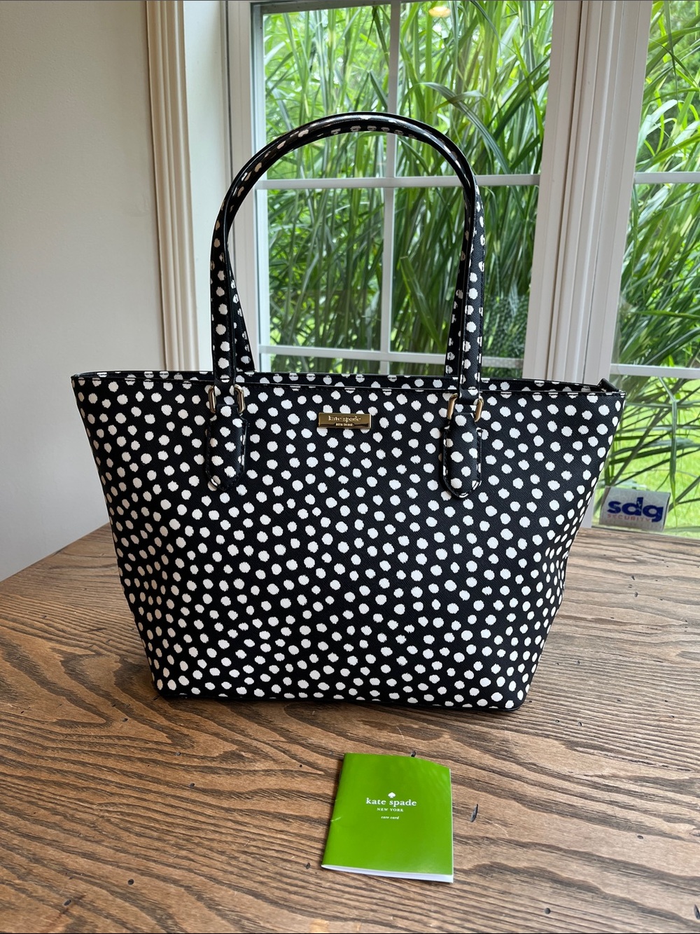 kate spade Laurel Way  printed small Dally  Black & White Polka Dot tote